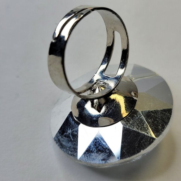Huge Crystal Fashion Stretch Ring, Large Statement Crystal Ring,Cocktail Ring - Picture 6 of 8